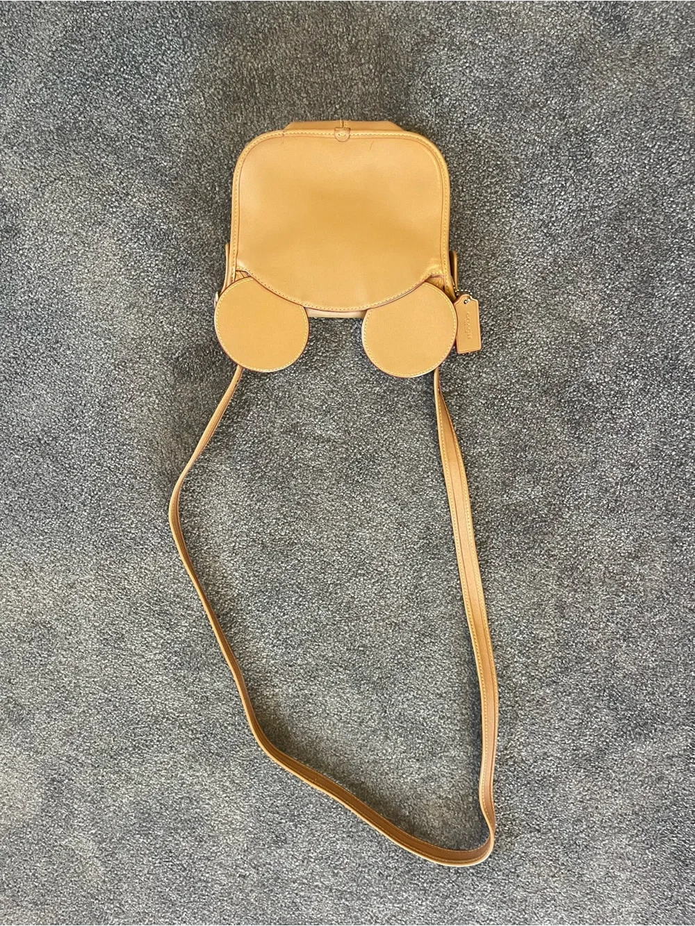 Coach Mickey Mouse Tan Leather Crossbody Bag with Adjustable Strap